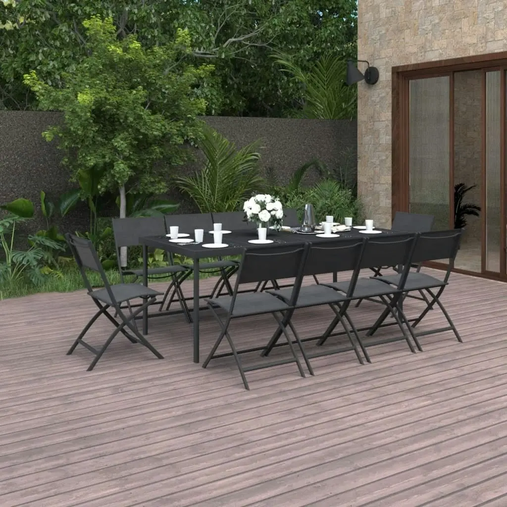 11 Piece Outdoor Dining Set Steel 3073510