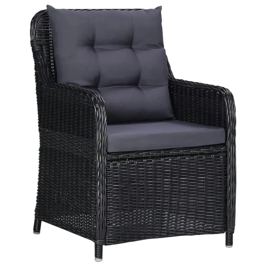 11 Piece Outdoor Dining Set Poly Rattan Black 3057807