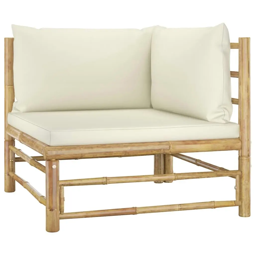 12 Piece Garden Lounge Set with Cream White Cushions Bamboo 3058225