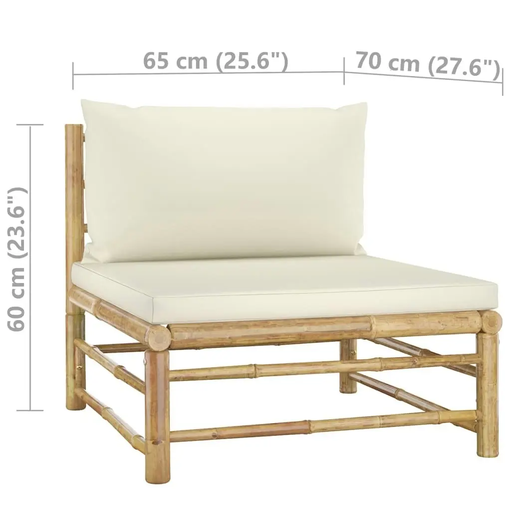 12 Piece Garden Lounge Set with Cream White Cushions Bamboo 3058225