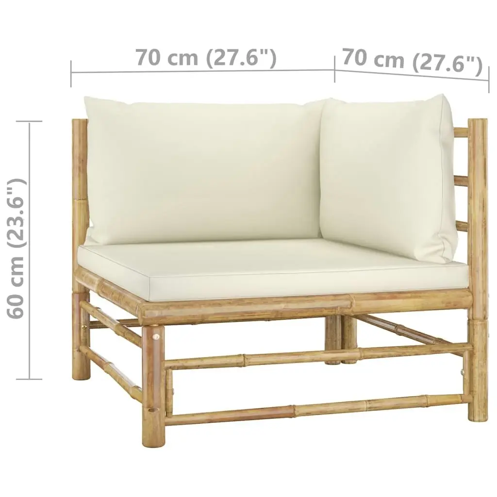 12 Piece Garden Lounge Set with Cream White Cushions Bamboo 3058225