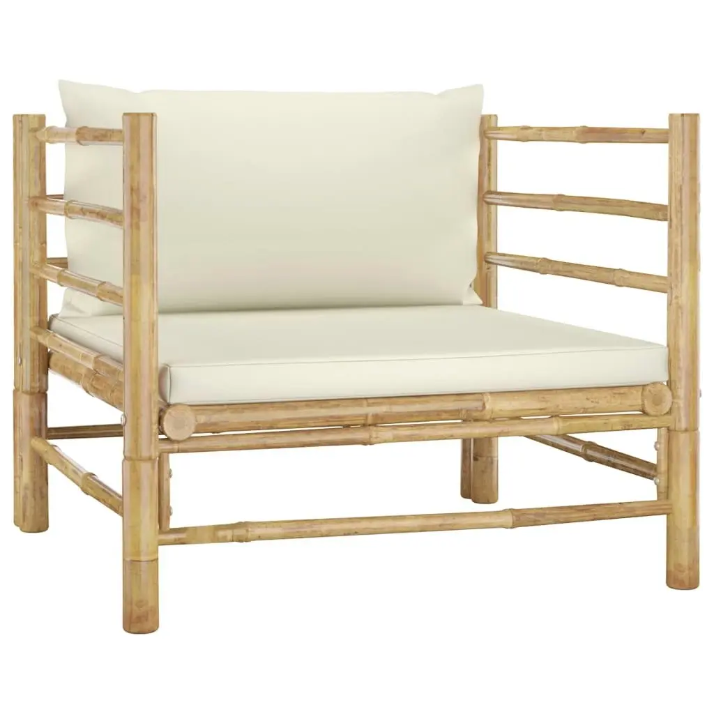 12 Piece Garden Lounge Set with Cream White Cushions Bamboo 3058225