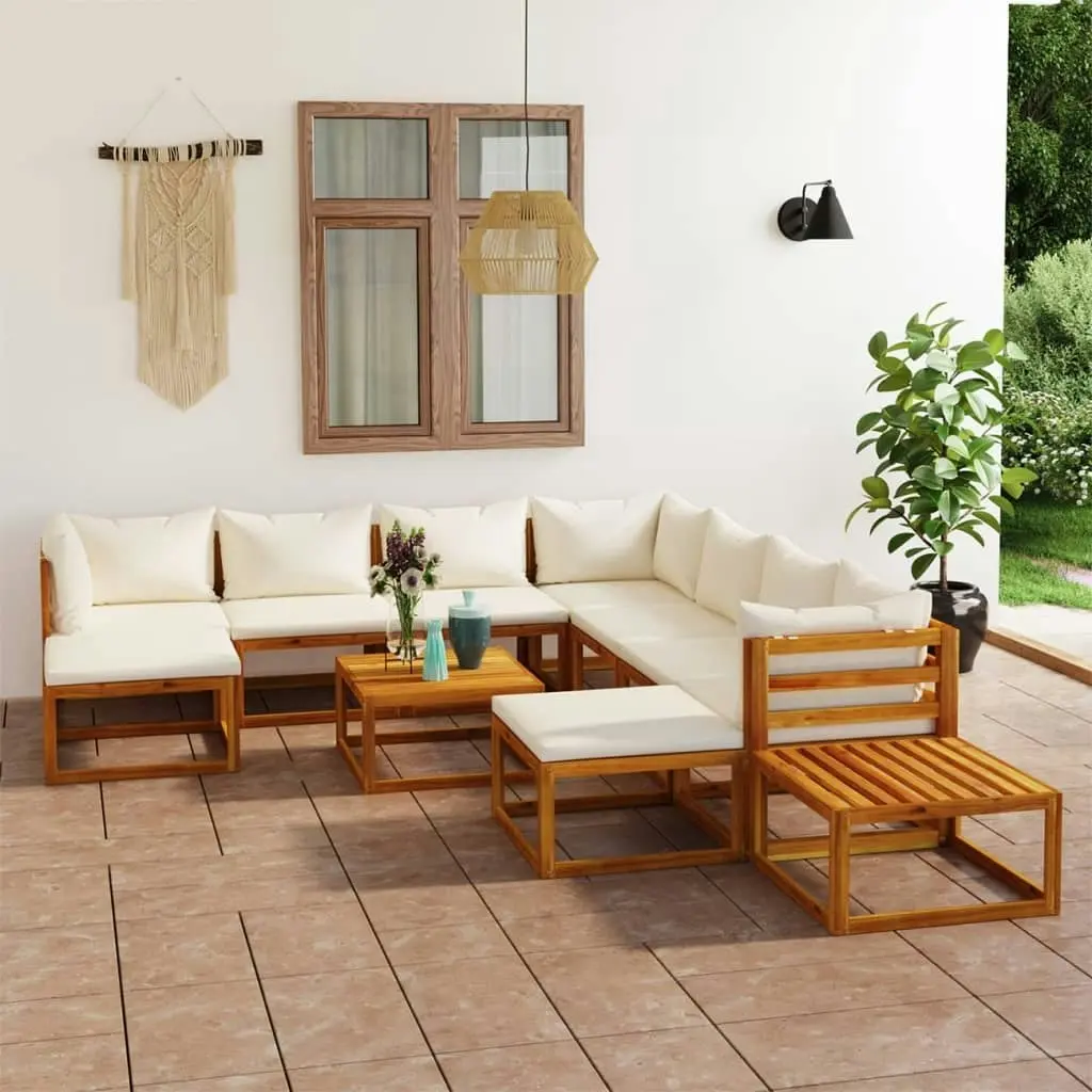 12 Piece Garden Lounge Set with Cushion Cream Solid Acacia Wood 3057650