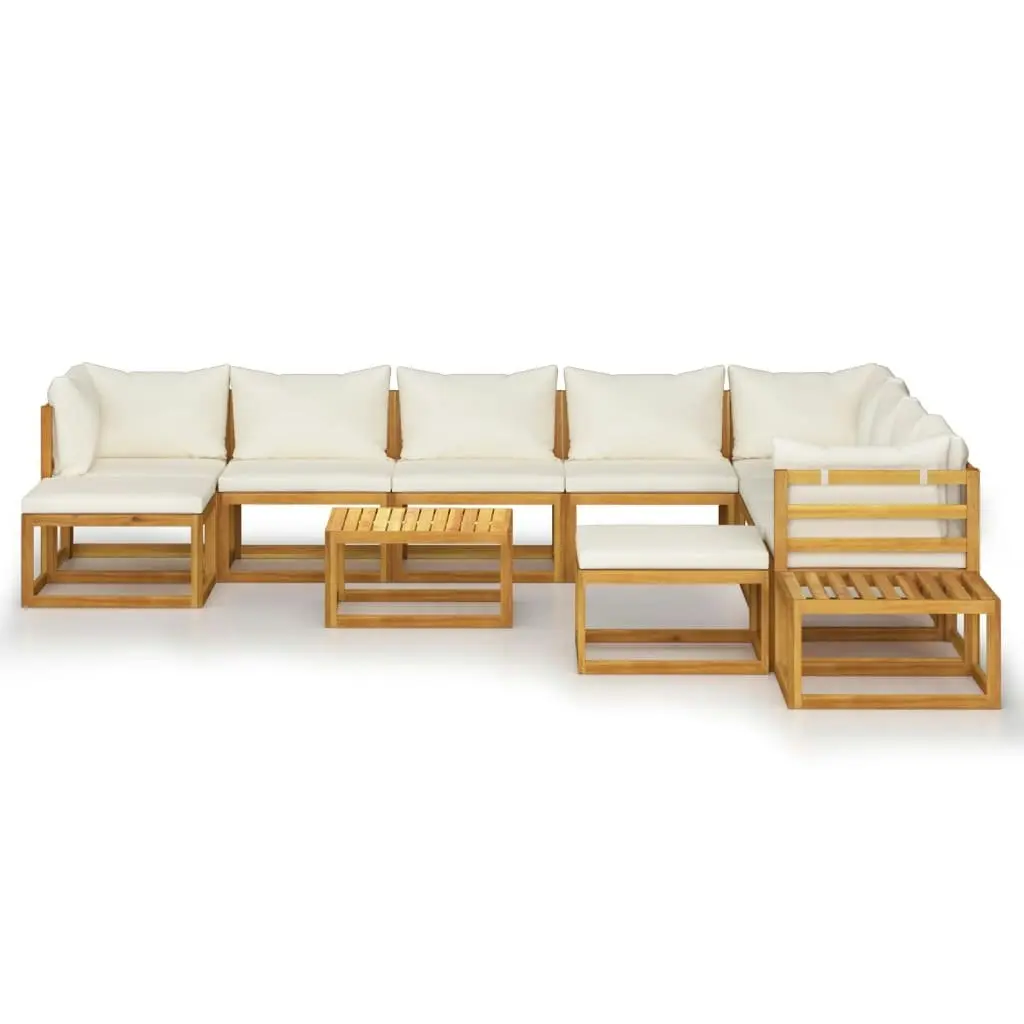 12 Piece Garden Lounge Set with Cushion Cream Solid Acacia Wood 3057650