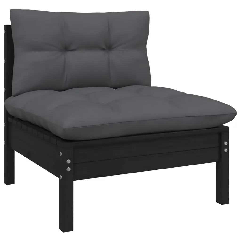 12 Piece Garden Lounge Set with Cushions Black Solid Pinewood 3097269