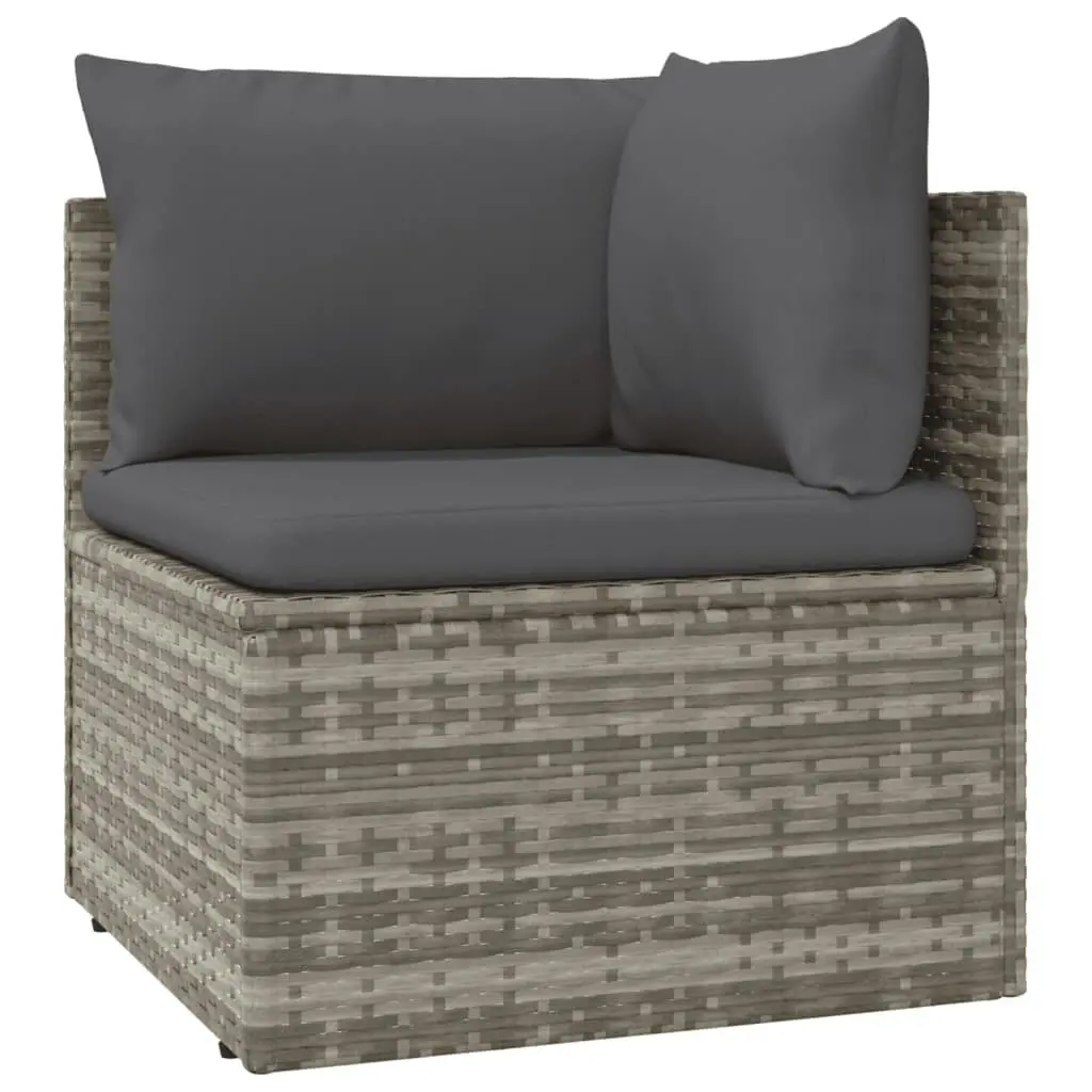 12 Piece Garden Lounge Set with Cushions Grey Poly Rattan 3157346