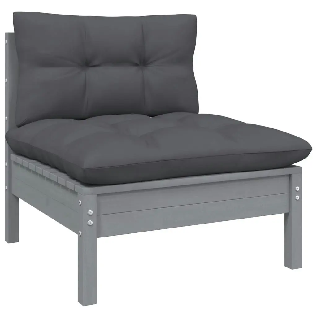 12 Piece Garden Lounge Set with Cushions Grey Solid Pinewood 3096949