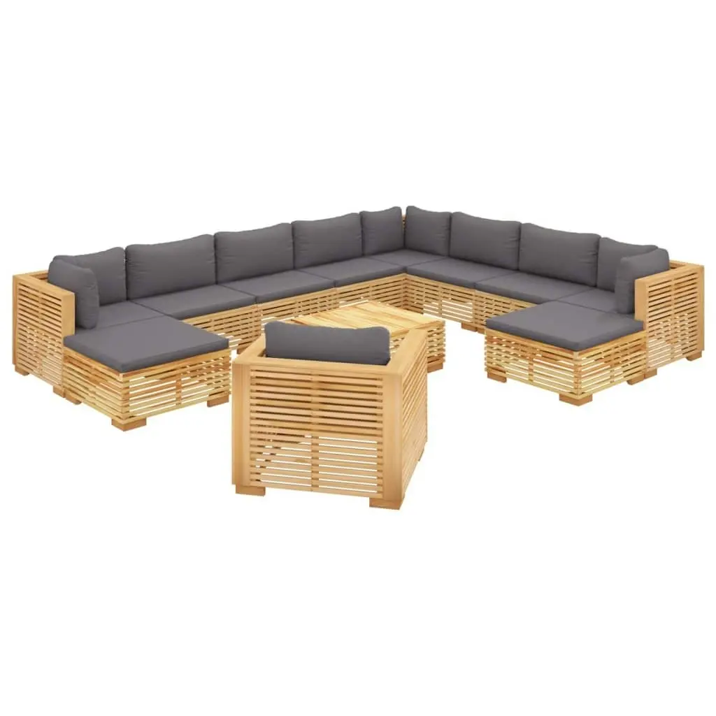 12 Piece Garden Lounge Set with Cushions Solid Teak Wood 3100886