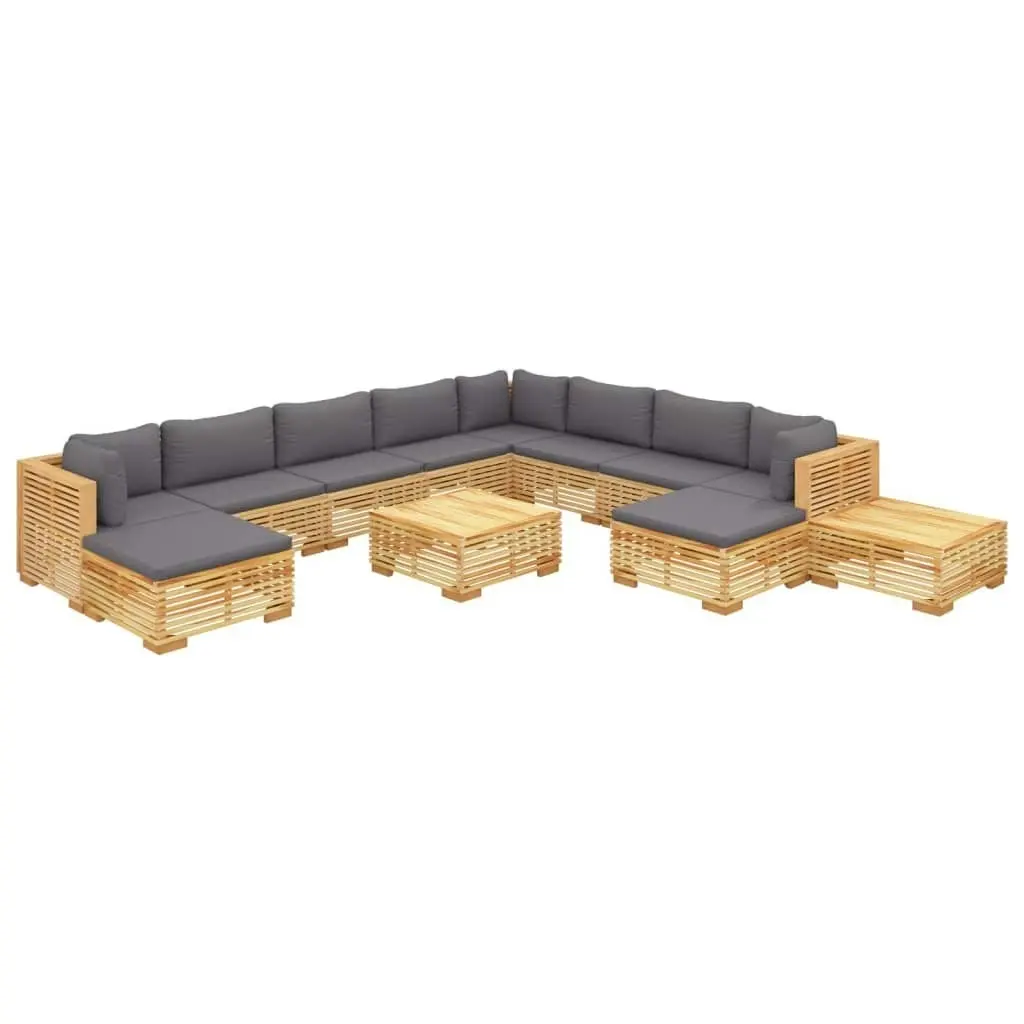 12 Piece Garden Lounge Set with Cushions Solid Teak Wood 3100888