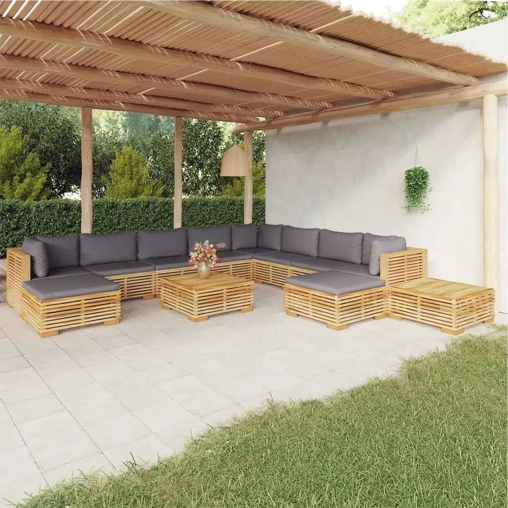 12 Piece Garden Lounge Set with Cushions Solid Teak Wood 3100888