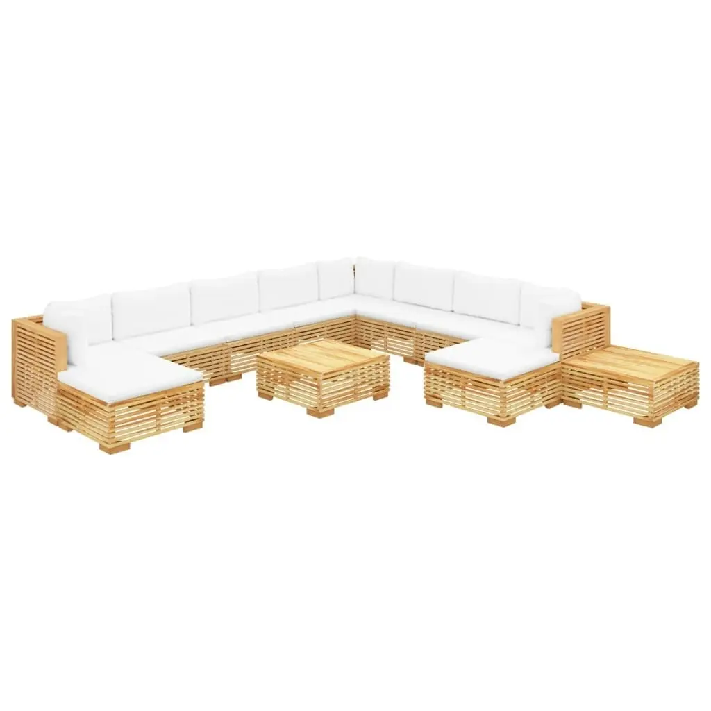 12 Piece Garden Lounge Set with Cushions Solid Teak Wood 3100887