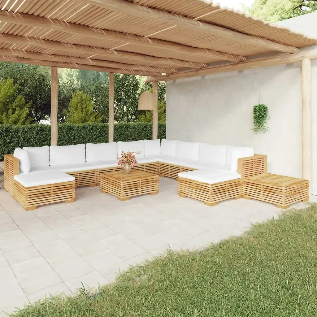 12 Piece Garden Lounge Set with Cushions Solid Teak Wood 3100887