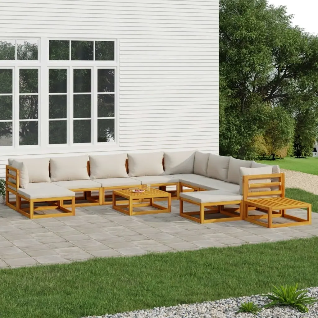 12 Piece Garden Lounge Set with Light Grey Cushions Solid Wood 3155295