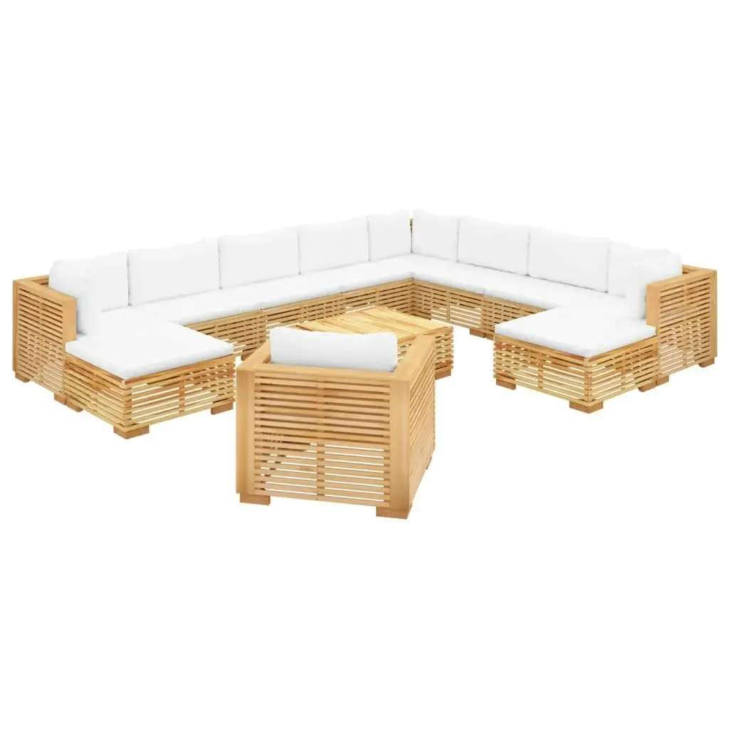 12 Piece Garden Lounge Set with Cushions Solid Teak Wood 3100885