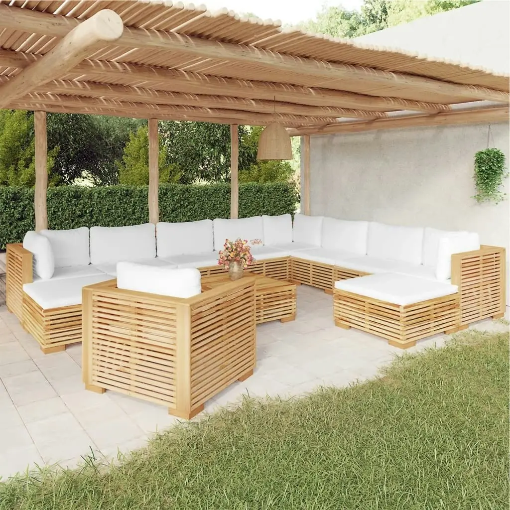 12 Piece Garden Lounge Set with Cushions Solid Teak Wood 3100885