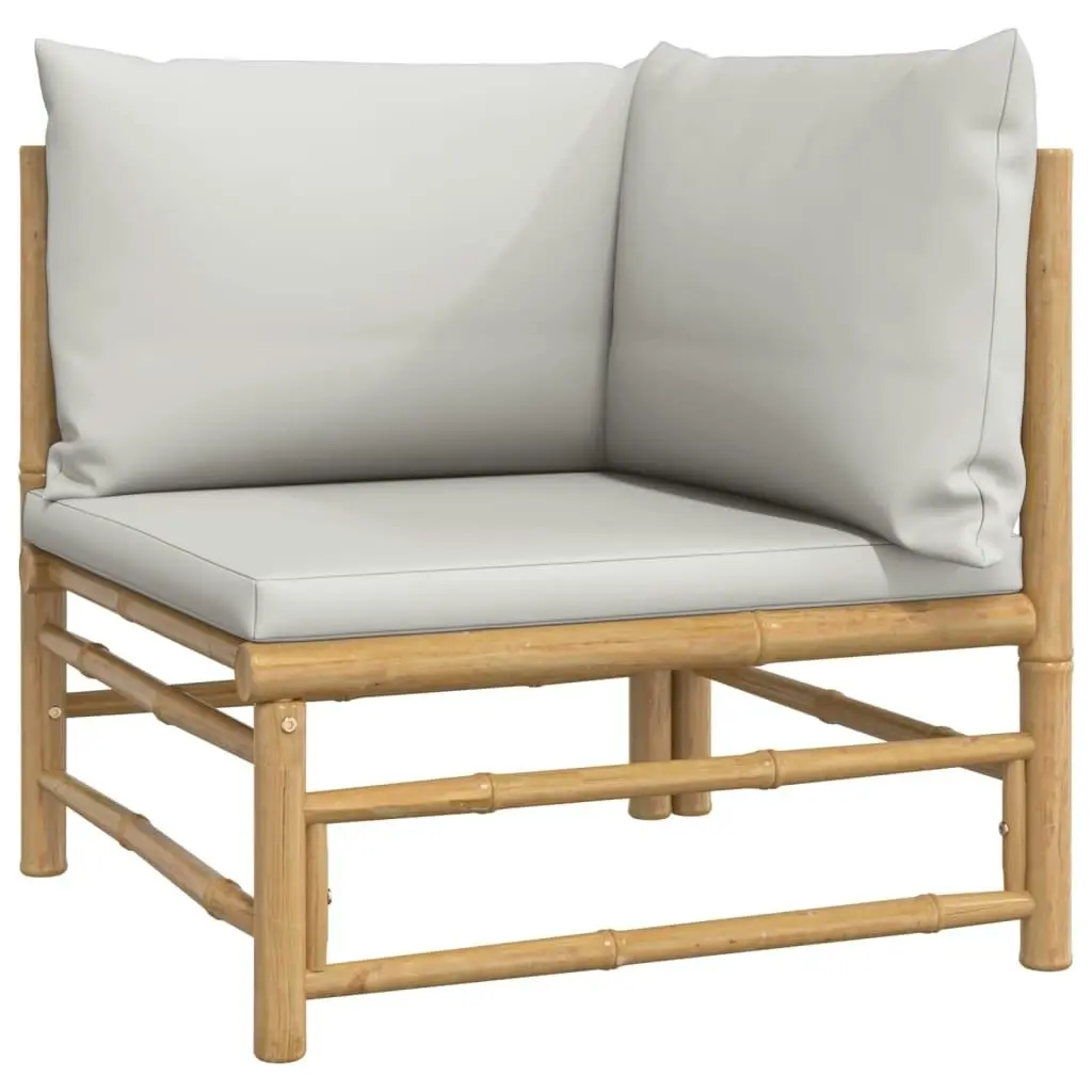 12 Piece Garden Lounge Set with Light Grey Cushions Bamboo 3155098