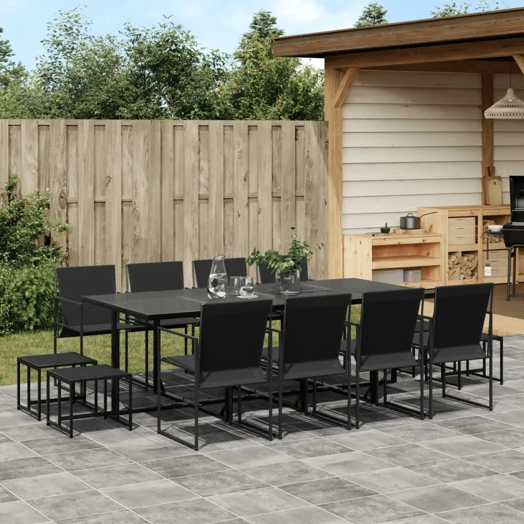 13 Piece Garden Dining Set Black Textilene 3295130