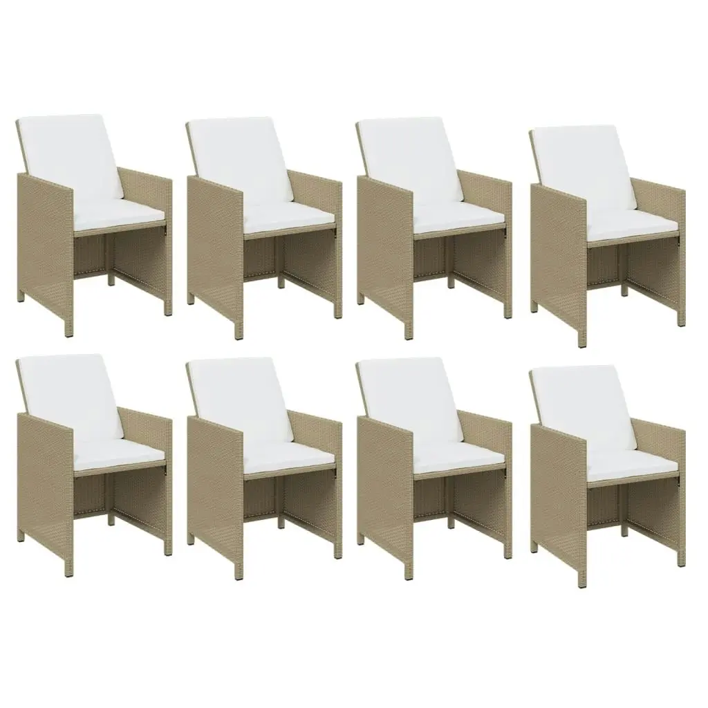 13 Piece Garden Dining Set with Cushions Poly Rattan Beige 3095583