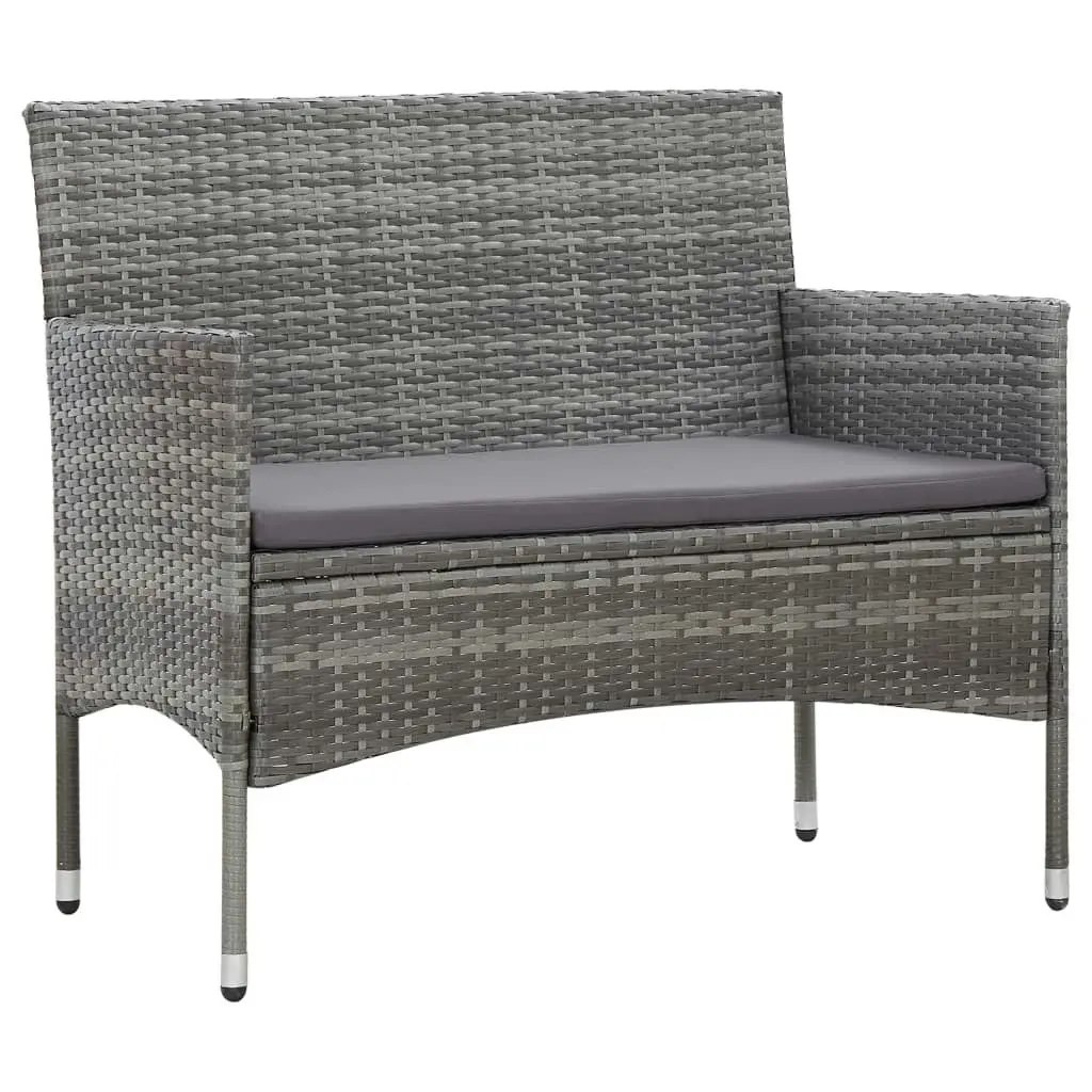 2 Piece Garden Lounge Set with Cushion Poly Rattan Grey 3059320