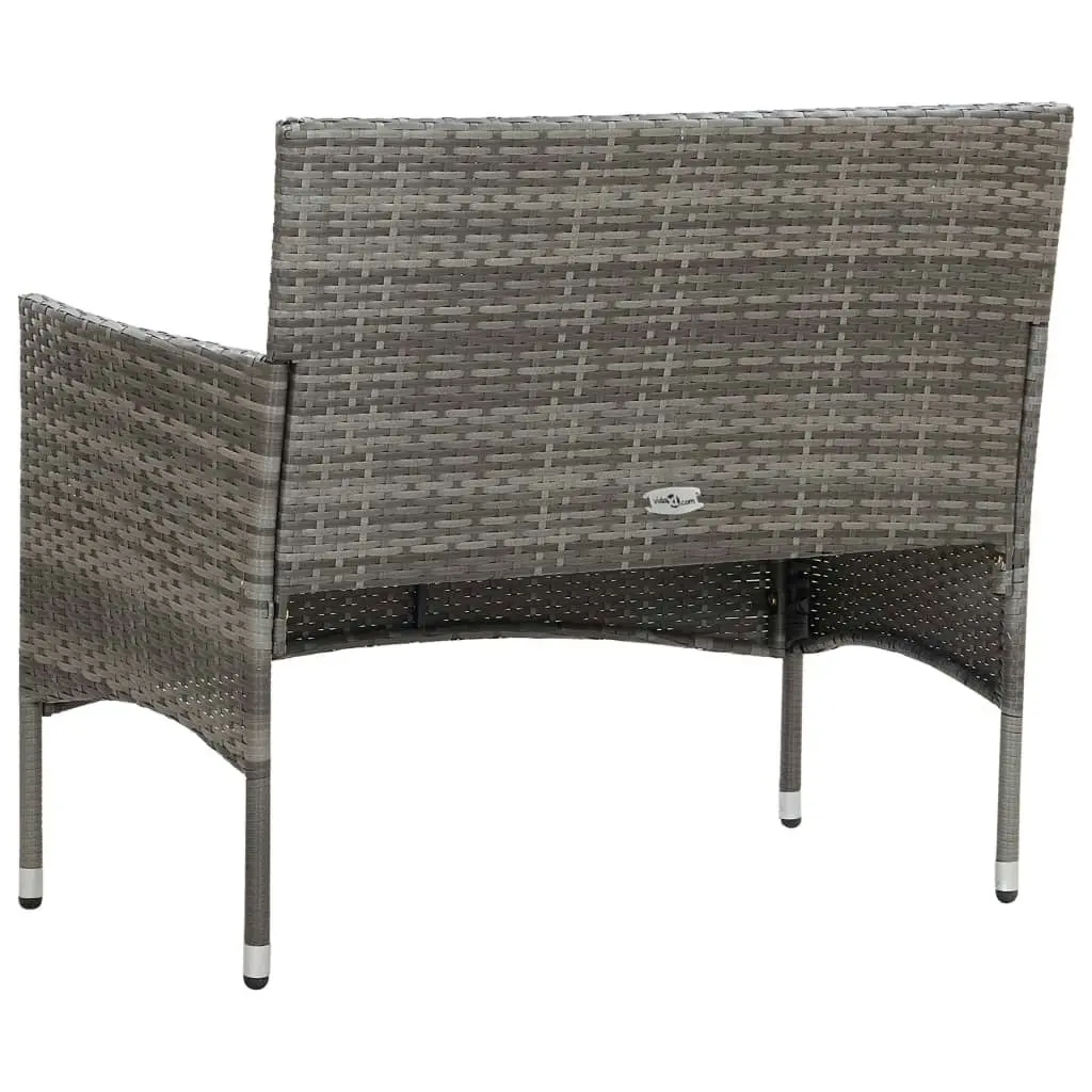 2 Piece Garden Lounge Set with Cushion Poly Rattan Grey 3059320