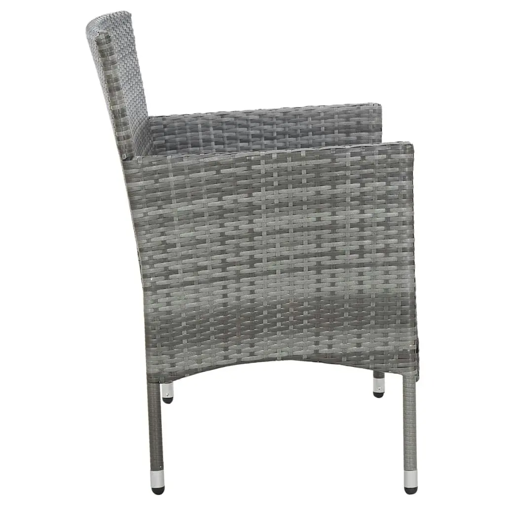 2 Piece Garden Lounge Set with Cushion Poly Rattan Grey 3059320