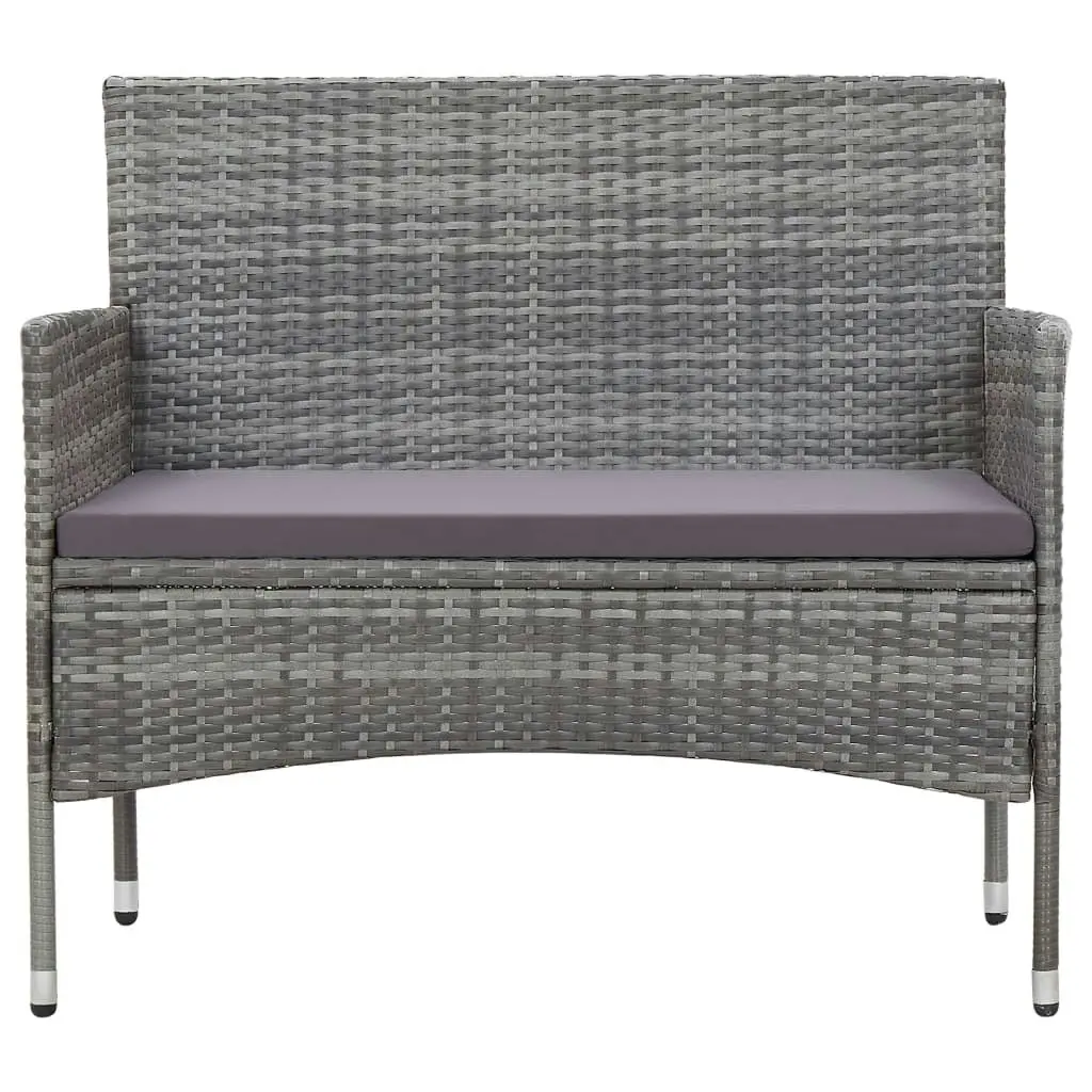 2 Piece Garden Lounge Set with Cushion Poly Rattan Grey 3059320