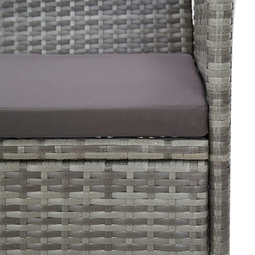 2 Piece Garden Lounge Set with Cushion Poly Rattan Grey 3059320