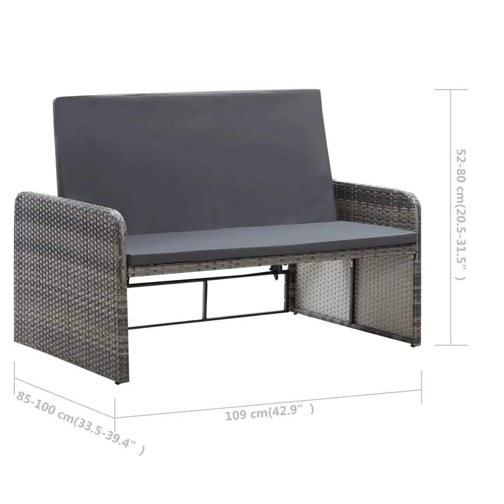 2 Piece Garden Lounge Set with Cushions Poly Rattan Grey 46080