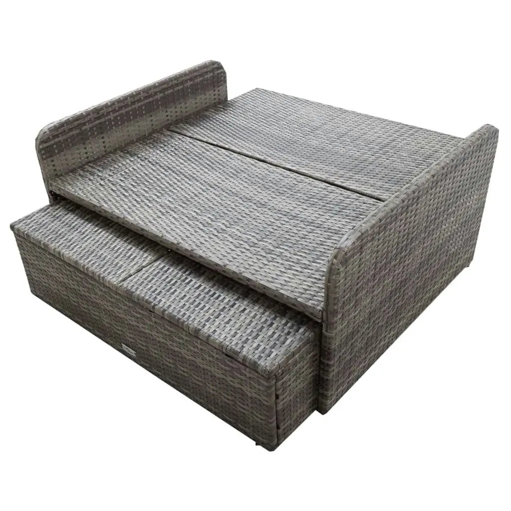 2 Piece Garden Lounge Set with Cushions Poly Rattan Grey 46080