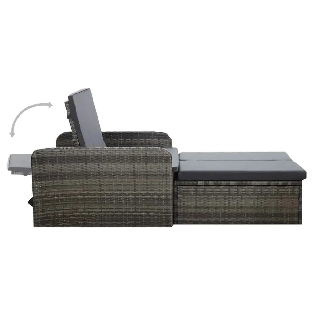 2 Piece Garden Lounge Set with Cushions Poly Rattan Grey 46080