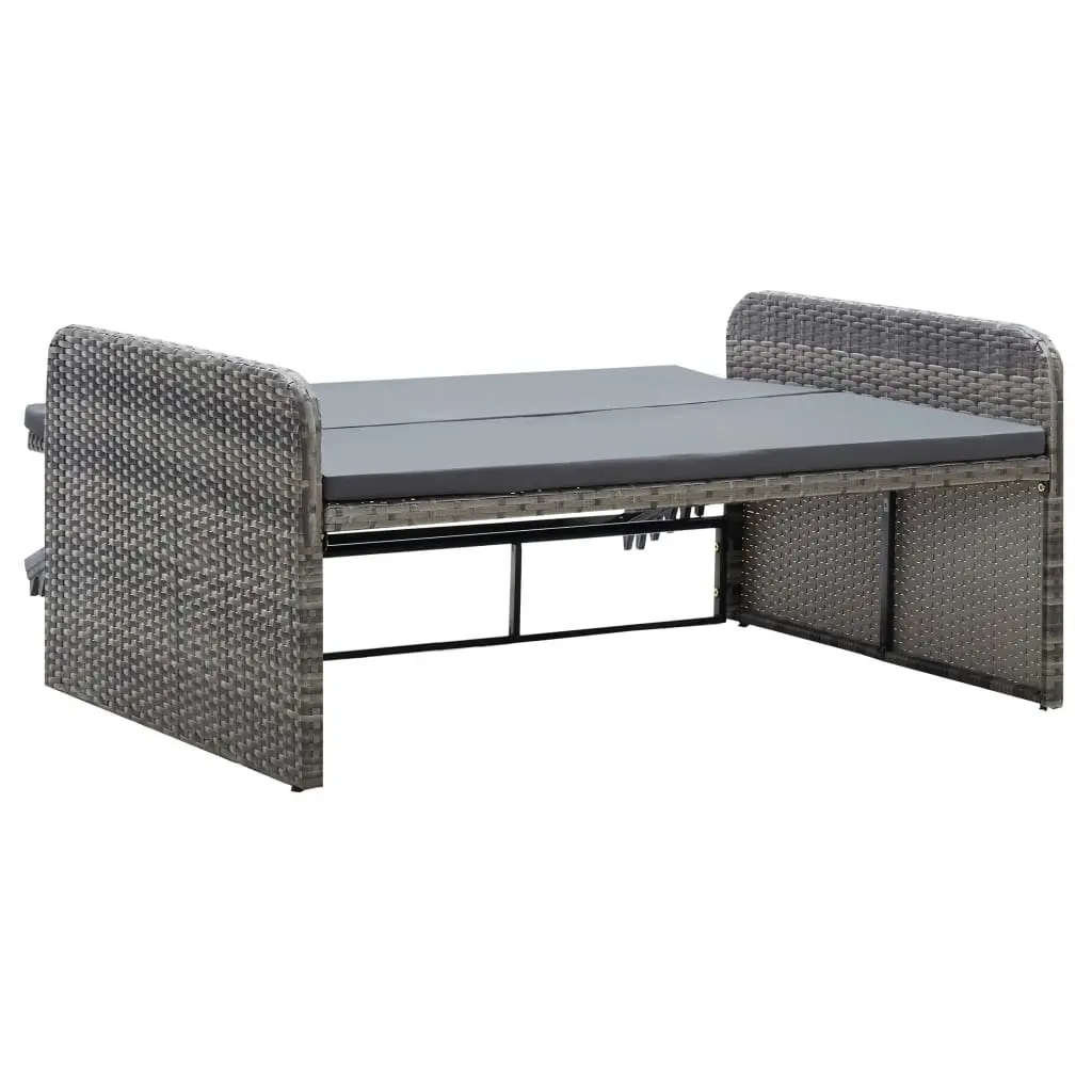 2 Piece Garden Lounge Set with Cushions Poly Rattan Grey 46080