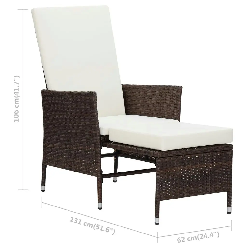 2 Piece Garden Lounge Set with Cushions Poly Rattan Brown 310232