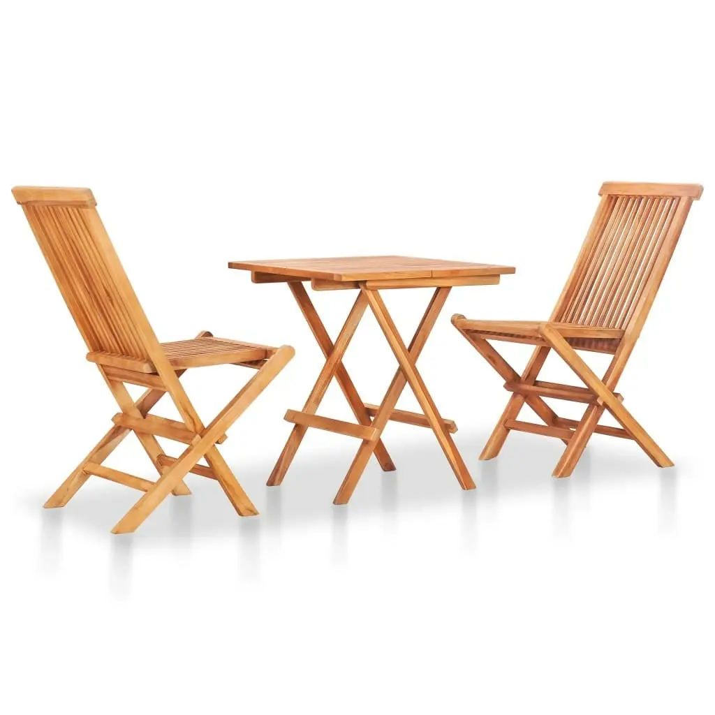 3 Piece Bistro Set with Anthracite Cushions Solid Teak Wood 3063225