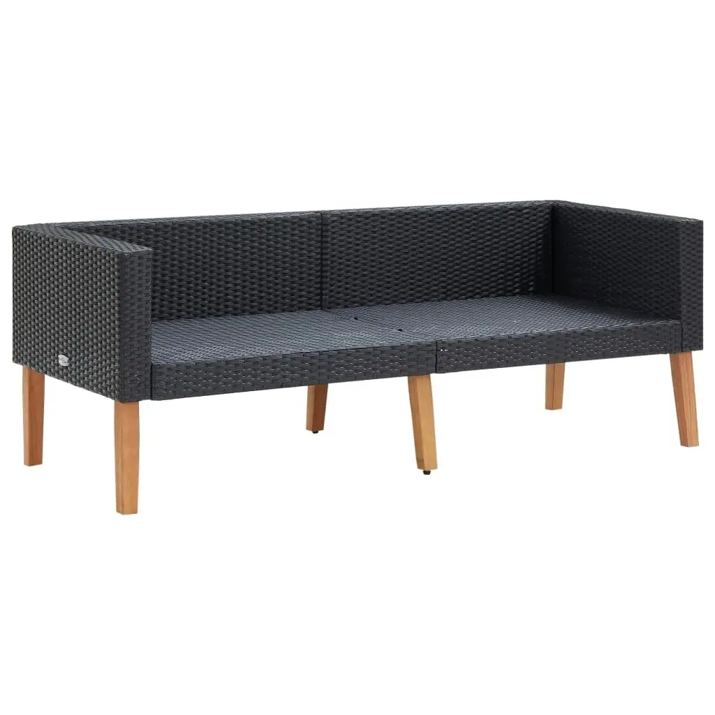 2 Piece Garden Lounge Set with Cushions Poly Rattan Black 3059336