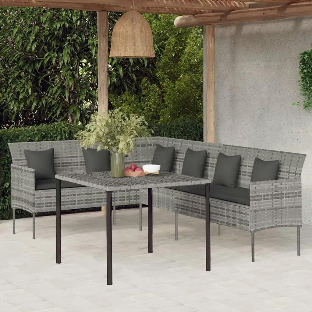 2 Piece Garden Dining Set with Cushions Grey Poly Rattan 362339