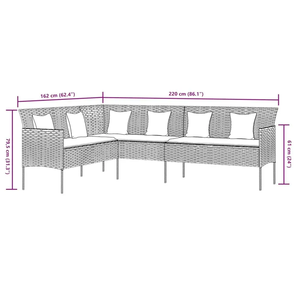 2 Piece Garden Dining Set with Cushions Grey Poly Rattan 362339