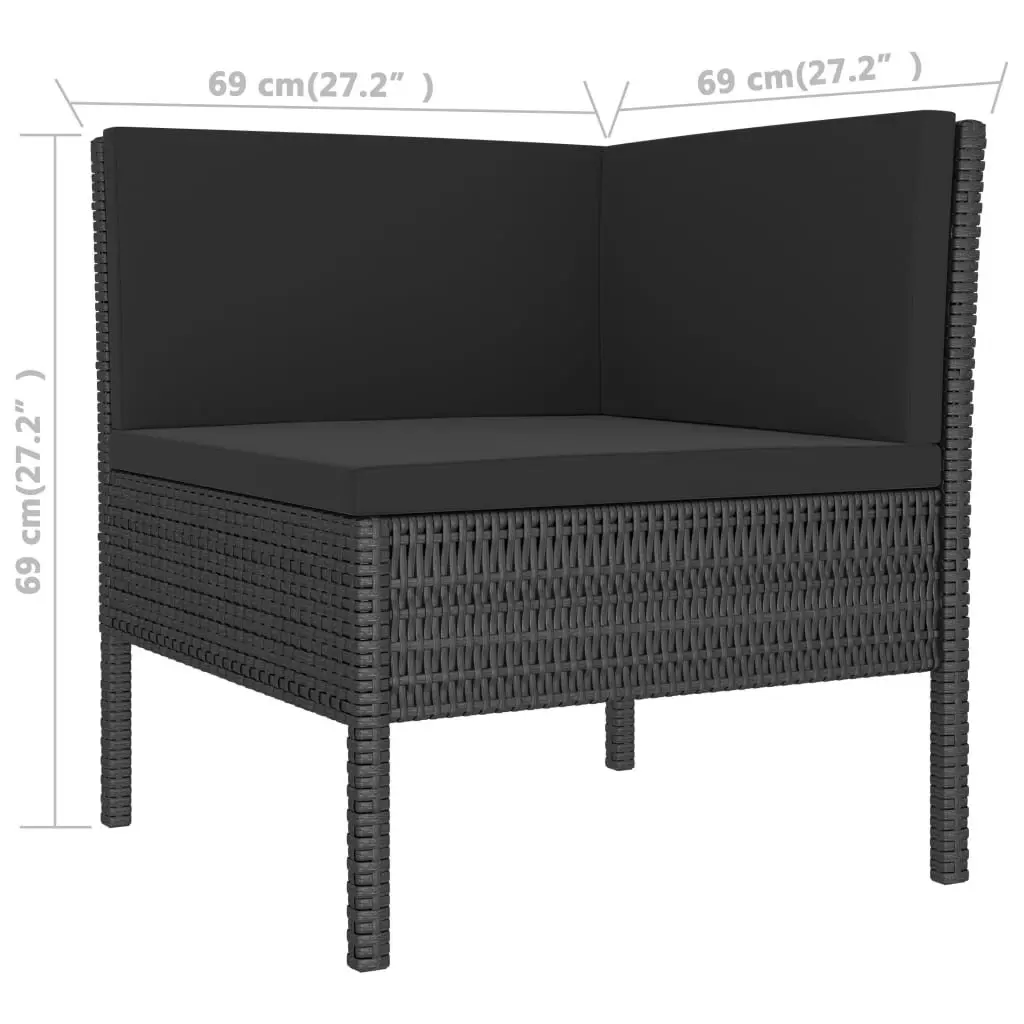 2 Piece Garden Lounge Set with Cushions Poly Rattan Black 310207