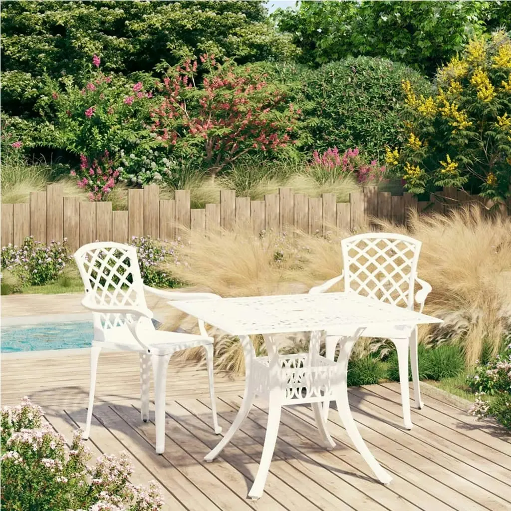 3 Piece Bistro Set Cast Aluminium White 3070588