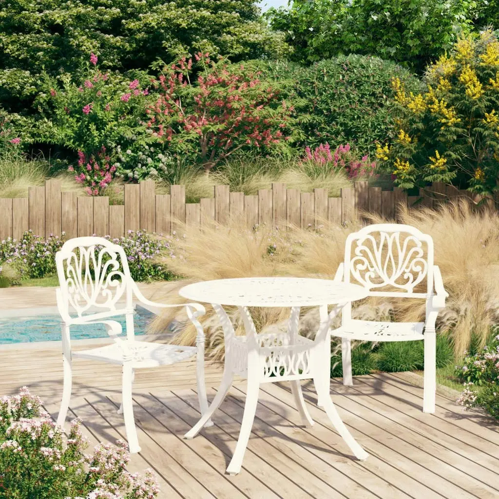 3 Piece Bistro Set Cast Aluminium White 3070576