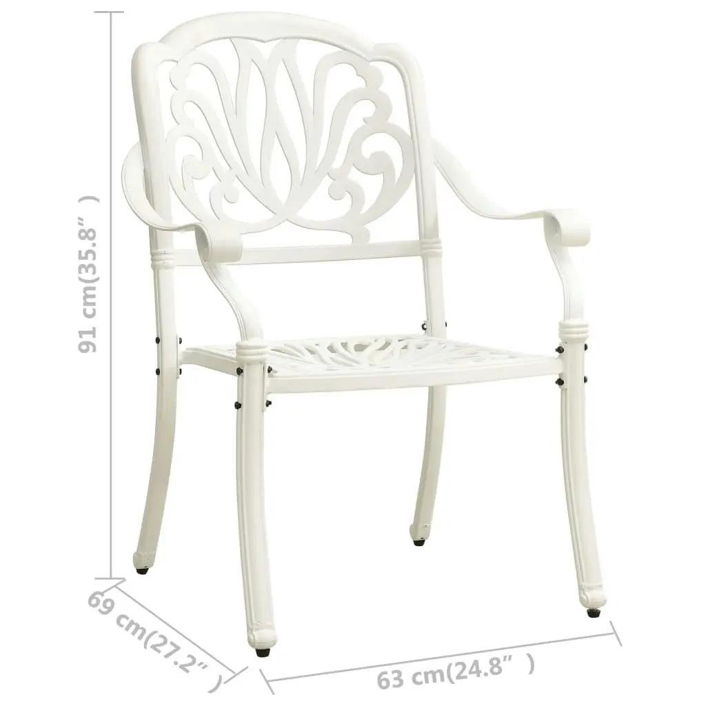 3 Piece Bistro Set Cast Aluminium White 3070576