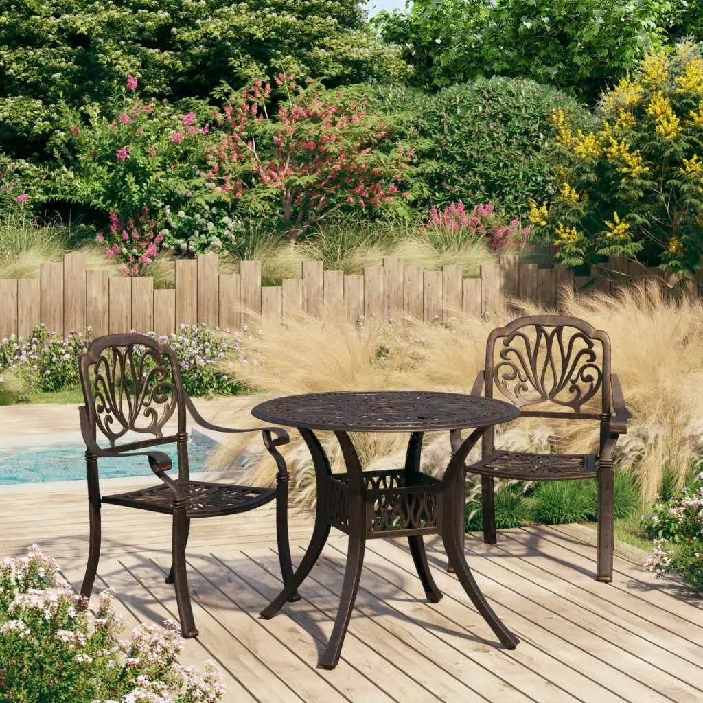 3 Piece Bistro Set Cast Aluminium Bronze 3070574