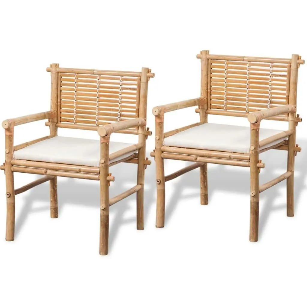 3 Piece Bistro Set with Cushions Bamboo 41892