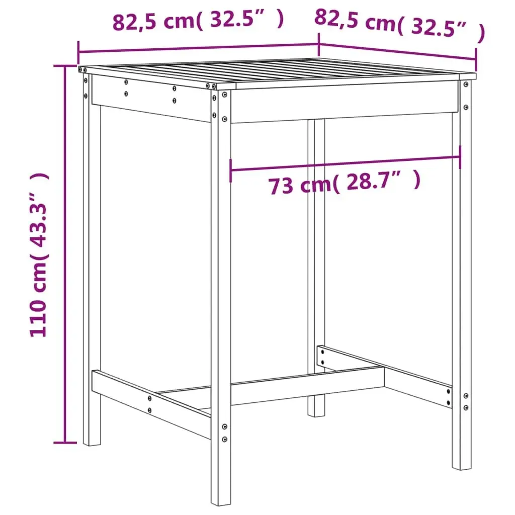 3 Piece Garden Bar Set White Solid Wood Pine 3157794