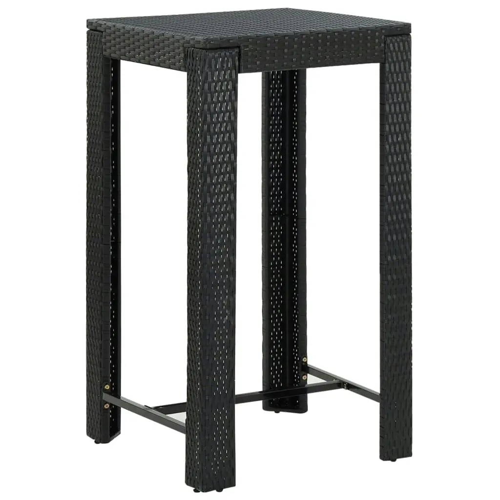 3 Piece Garden Bar Set Black Poly Rattan&Solid Wood Acacia 3187706