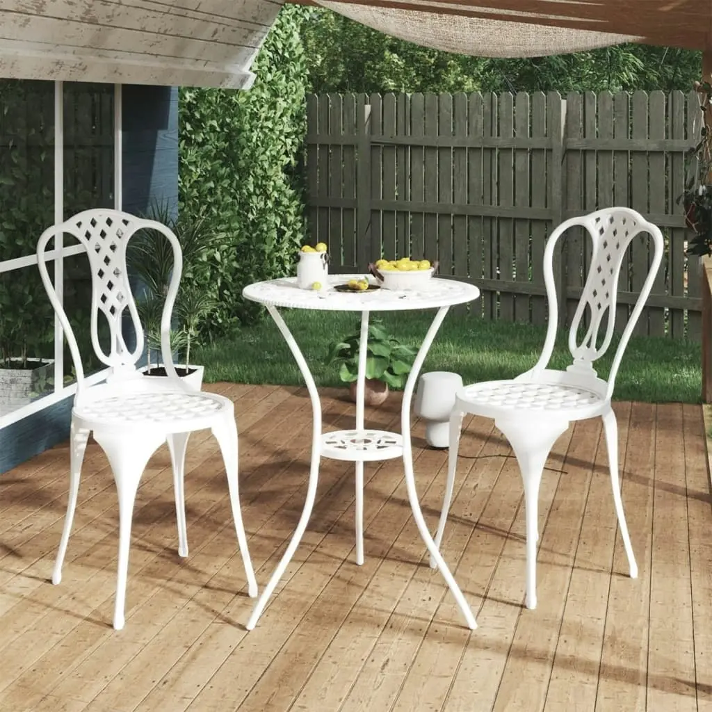 3 Piece Bistro Set Cast Aluminium White 317752