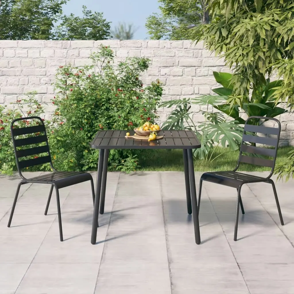 3 Piece Garden Dining Set Anthracite Steel 3187987