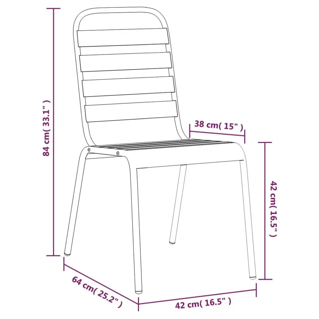 3 Piece Garden Dining Set Anthracite Steel 3187987