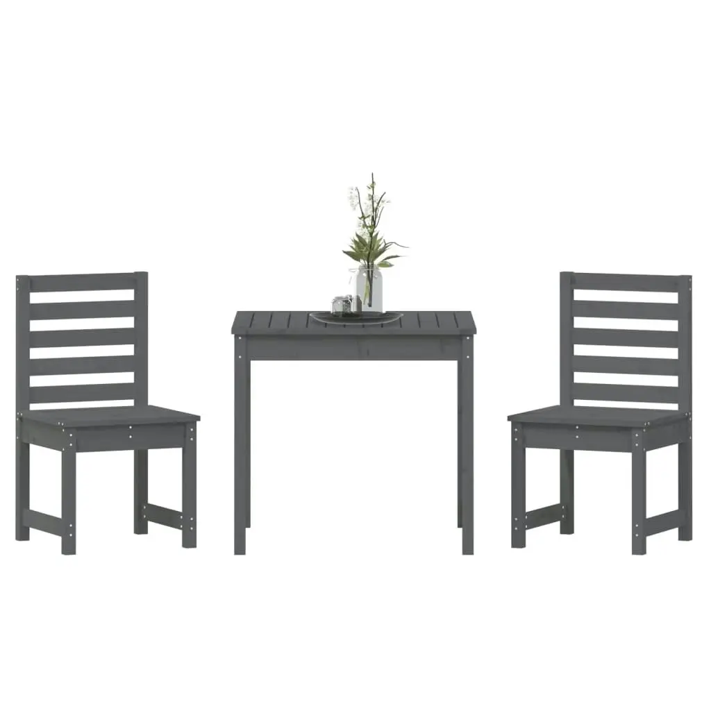 3 Piece Garden Bistro Set Grey Solid Wood Pine 3154673