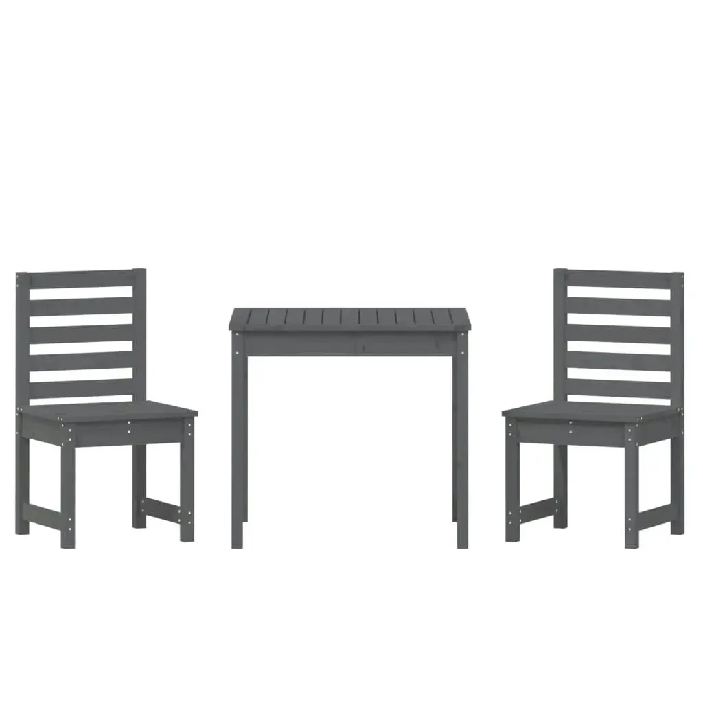 3 Piece Garden Bistro Set Grey Solid Wood Pine 3154673