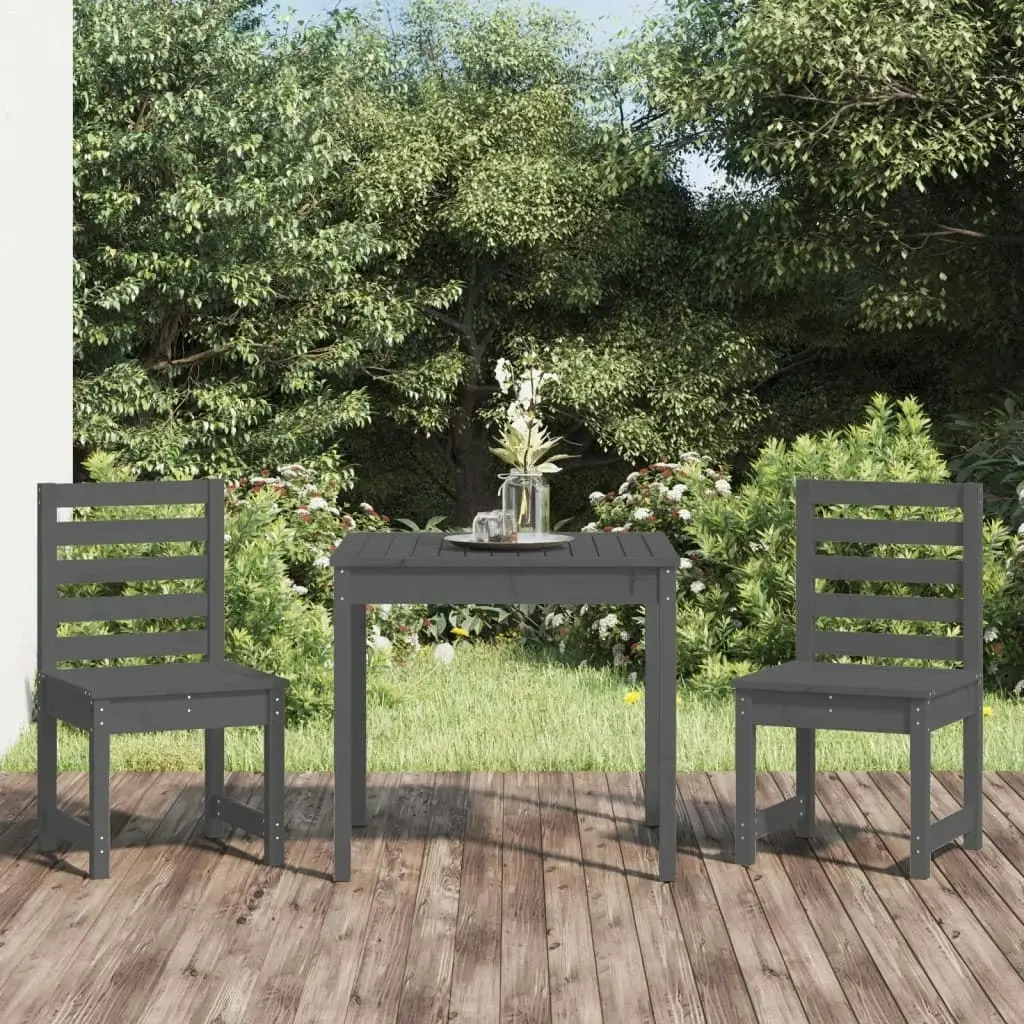 3 Piece Garden Bistro Set Grey Solid Wood Pine 3154673